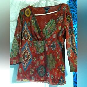 Chaps Denim, V-Neck blouse, Size XL